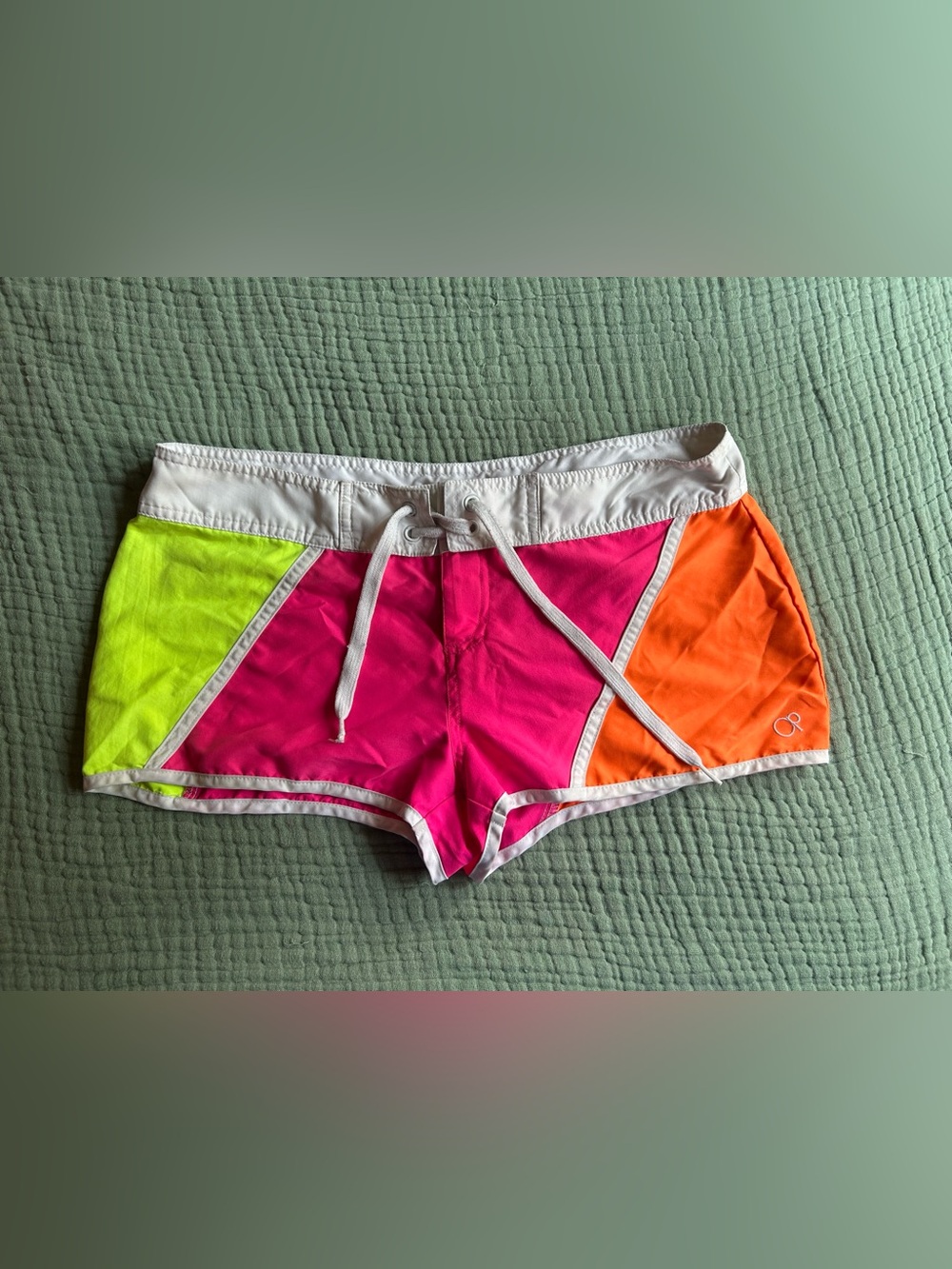 OP Women's Neon Colorblock Swim Shorts - Pink, Yellow & Orange